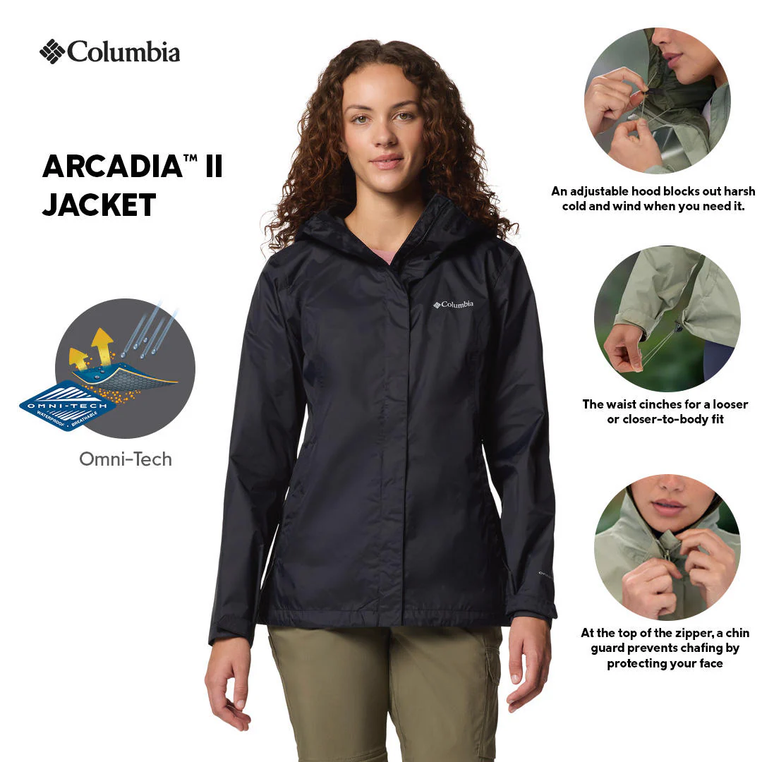 Columbia Women Black Arcadia II Jacket Waterproof - Image 2