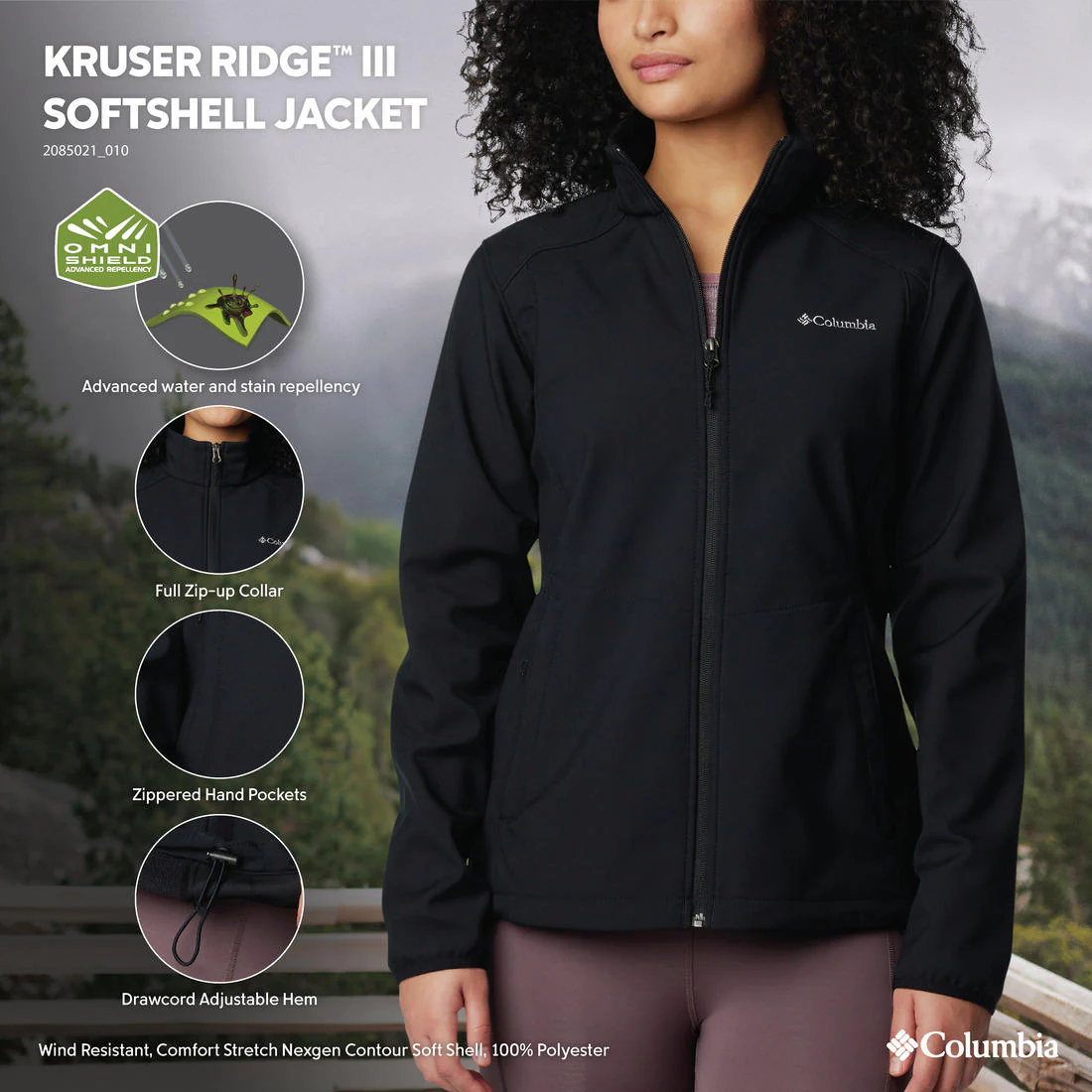 Columbia Women Black Kruser Ridge III Softshell Jacket - Image 2