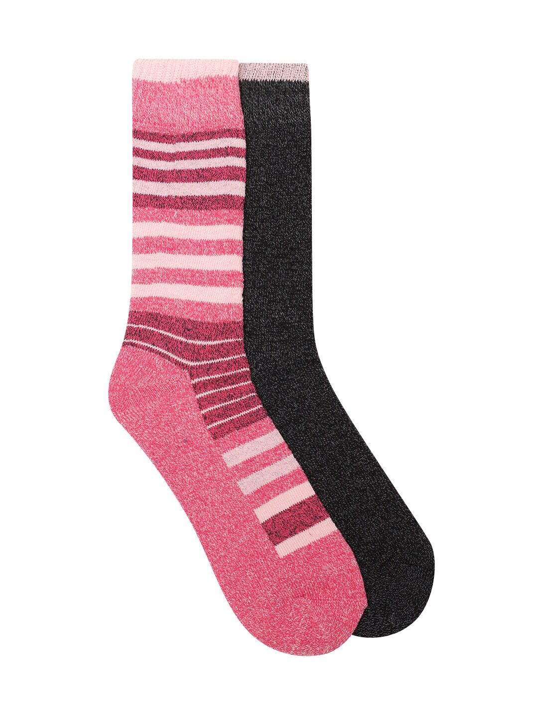 Columbia Women Black Moisture Control Stripe Crew (2 Pair) (Non Returnable)
