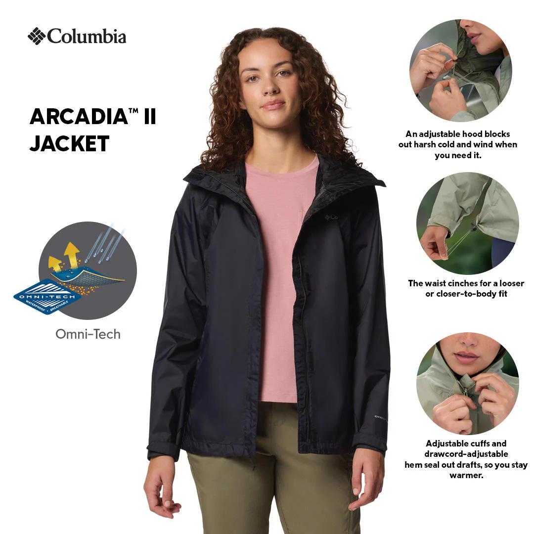 Columbia Women Black Arcadia II Jacket Waterproof - Image 2