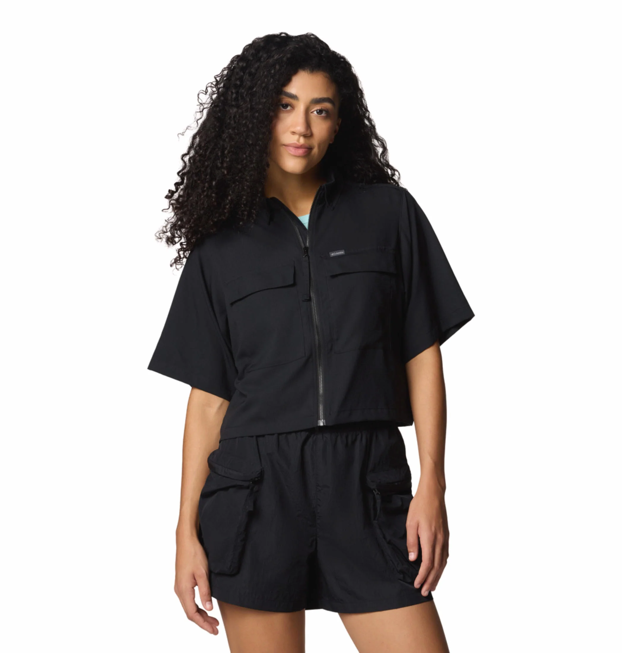 Columbia Women Black Elevated View Utility SS (Sun Protection)