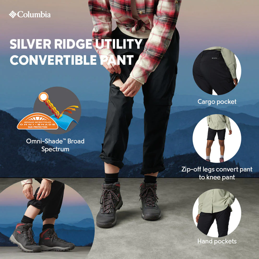 Columbia Women Black Silver Ridge Utility Convertible Pant (Sun Protection) - Image 2