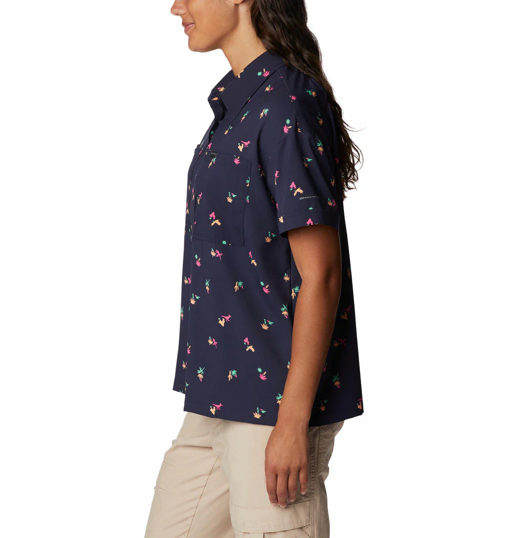 Columbia Women Navy Blue Silver Ridge Utility SS Shirt (Sun Protection) - Image 4