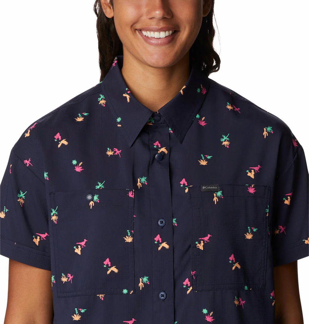 Columbia Women Navy Blue Silver Ridge Utility SS Shirt (Sun Protection) - Image 5
