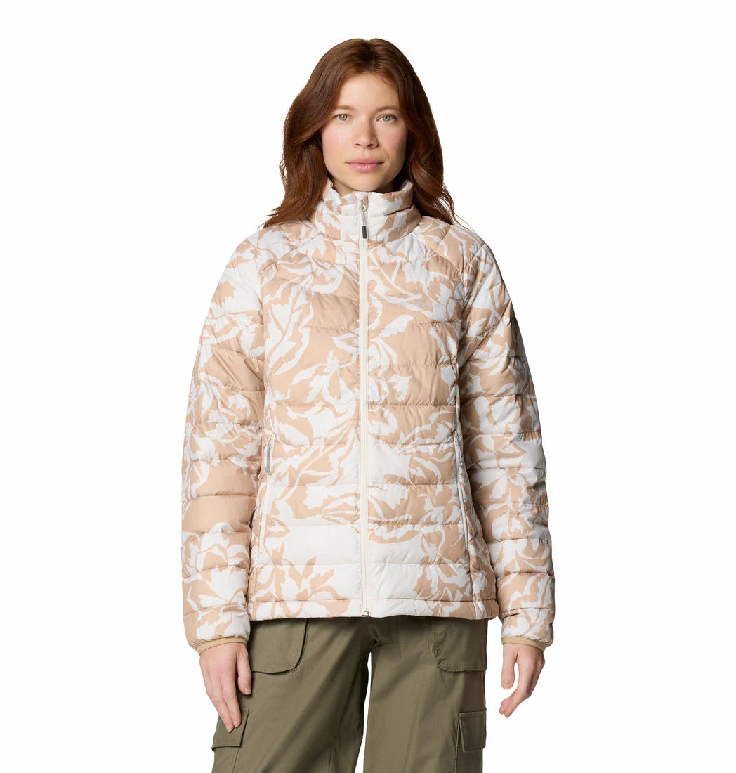 Columbia Women Brown Powder Lite II Printed Full Zip Jacket