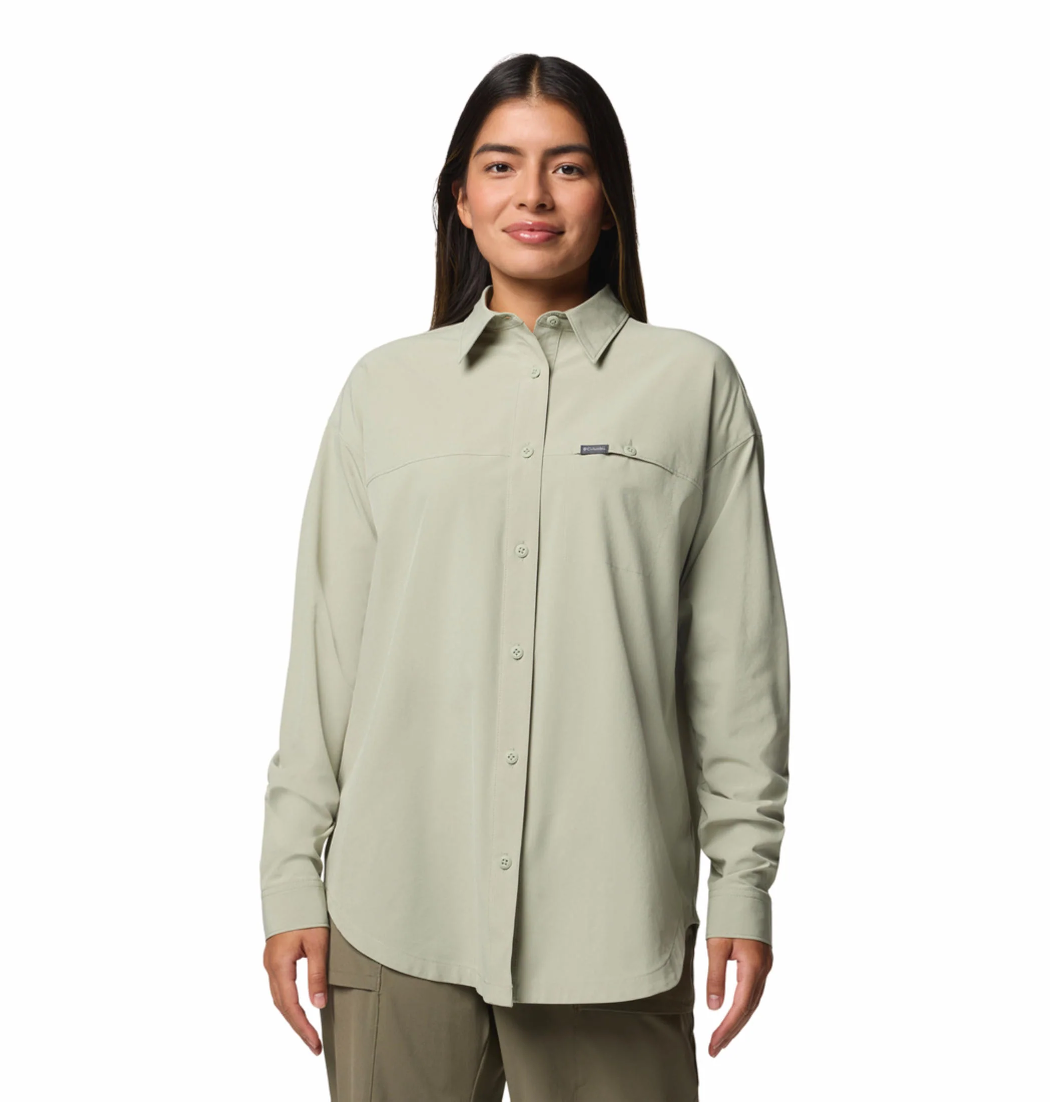 Columbia Women Green Boundless Trek Layering LS II (Sun Protection)