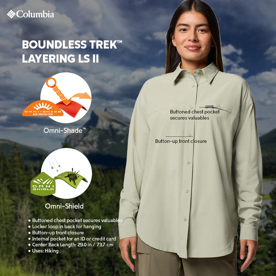 Columbia Women Green Boundless Trek Layering LS II (Sun Protection) - Image 2