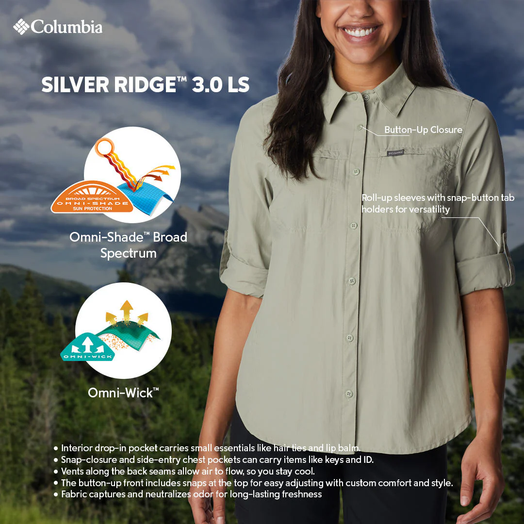 Columbia Women Green Silver Ridge 3.0 LS (Sun Protection) - Image 2