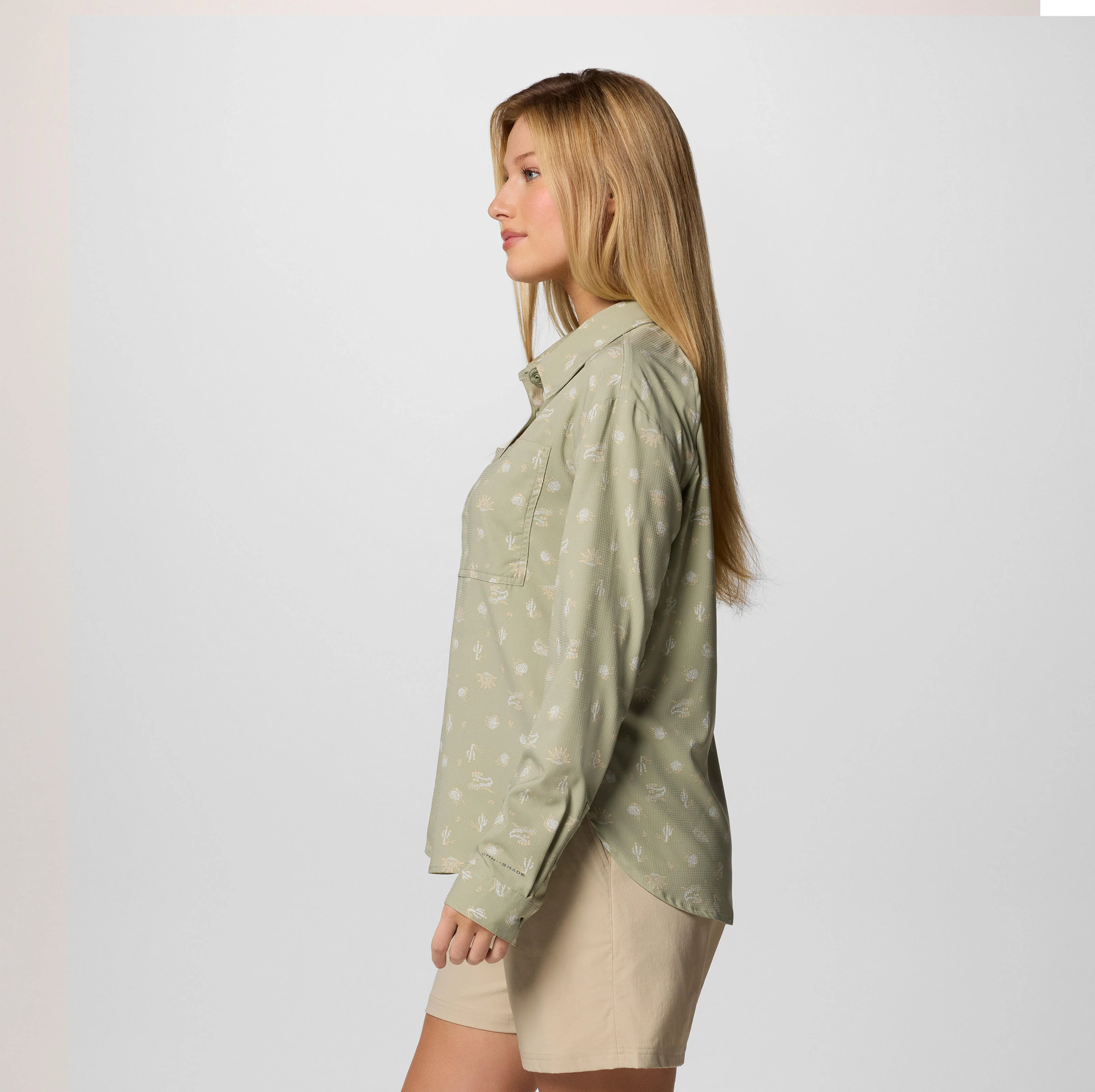 Columbia Women Green Silver Ridge Utility Patterned LS Shirt (Sun Protection) - Image 3