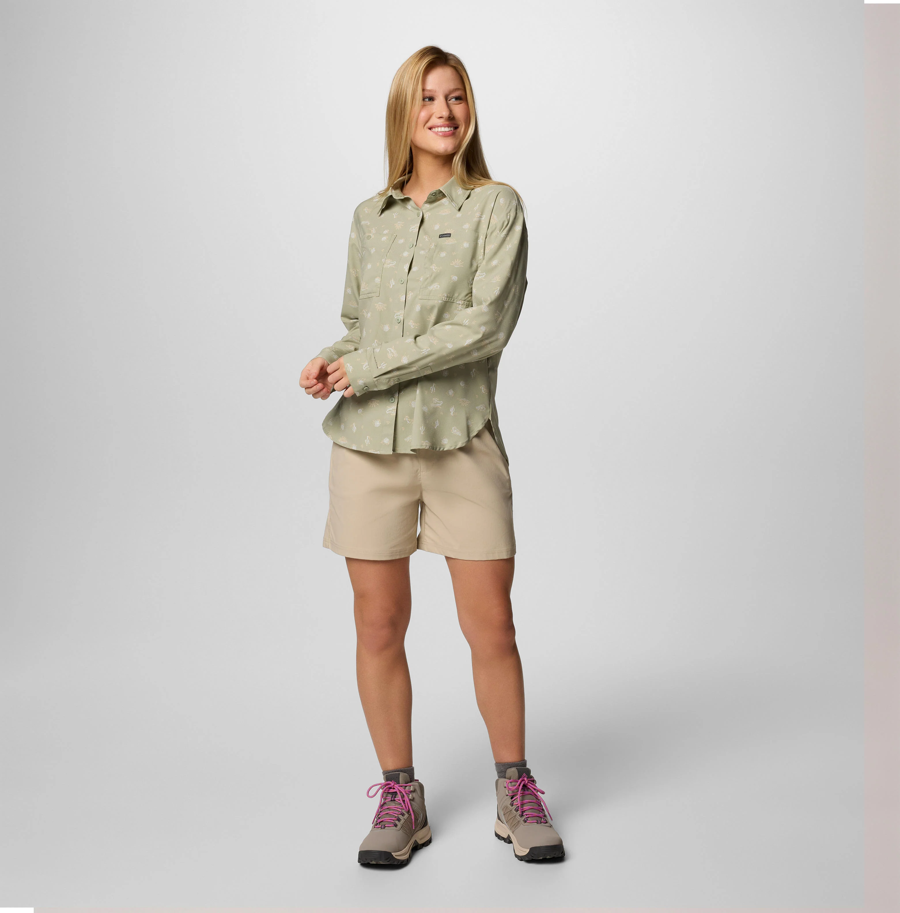 Columbia Women Green Silver Ridge Utility Patterned LS Shirt (Sun Protection) - Image 5