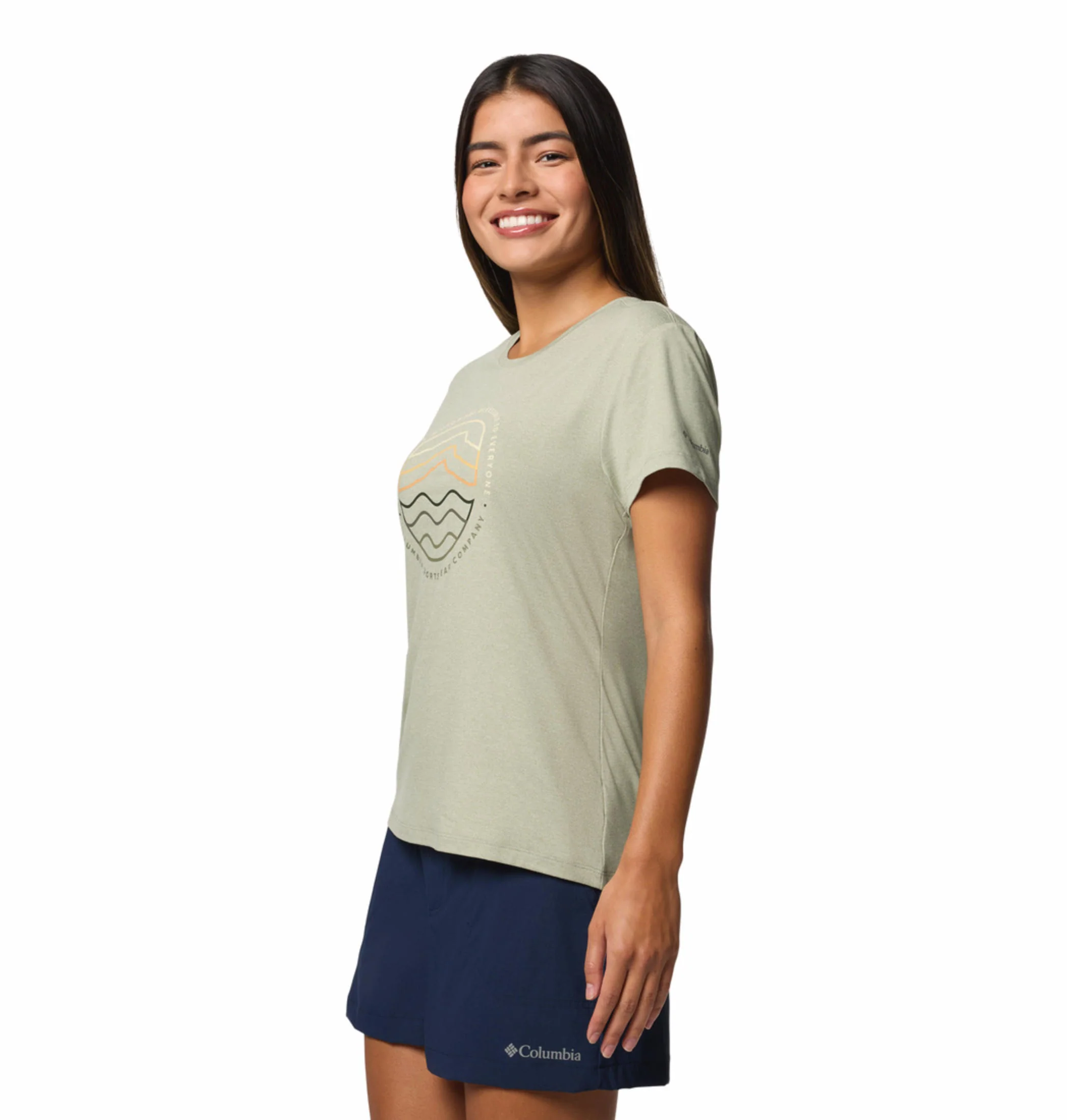 Columbia Women Green Sloan Ridge Graphic SS Tee - Image 4