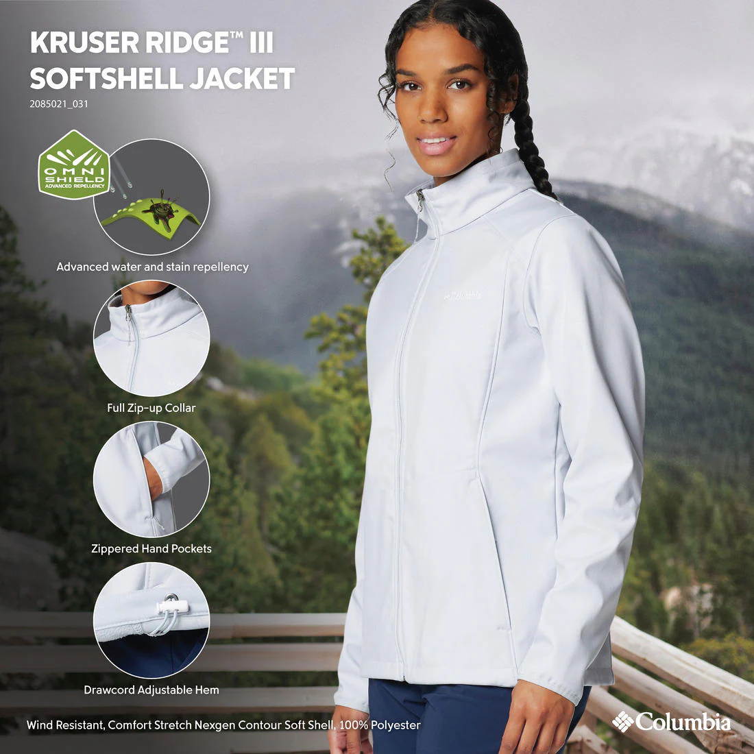 Columbia Women Grey Kruser Ridge III Softshell Jacket - Image 2