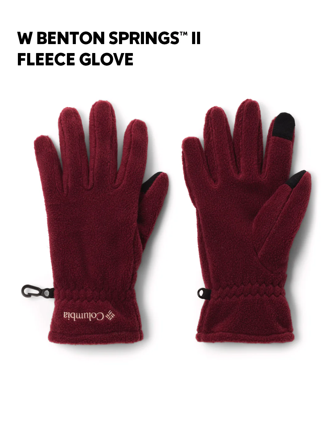 Columbia Womens Maroon  W Benton Springs II Fleece Gloves - Image 2