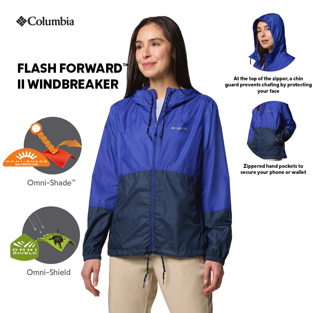 Columbia Women Blue Flash Forward II Windbreaker (Sun Protection) - Image 2