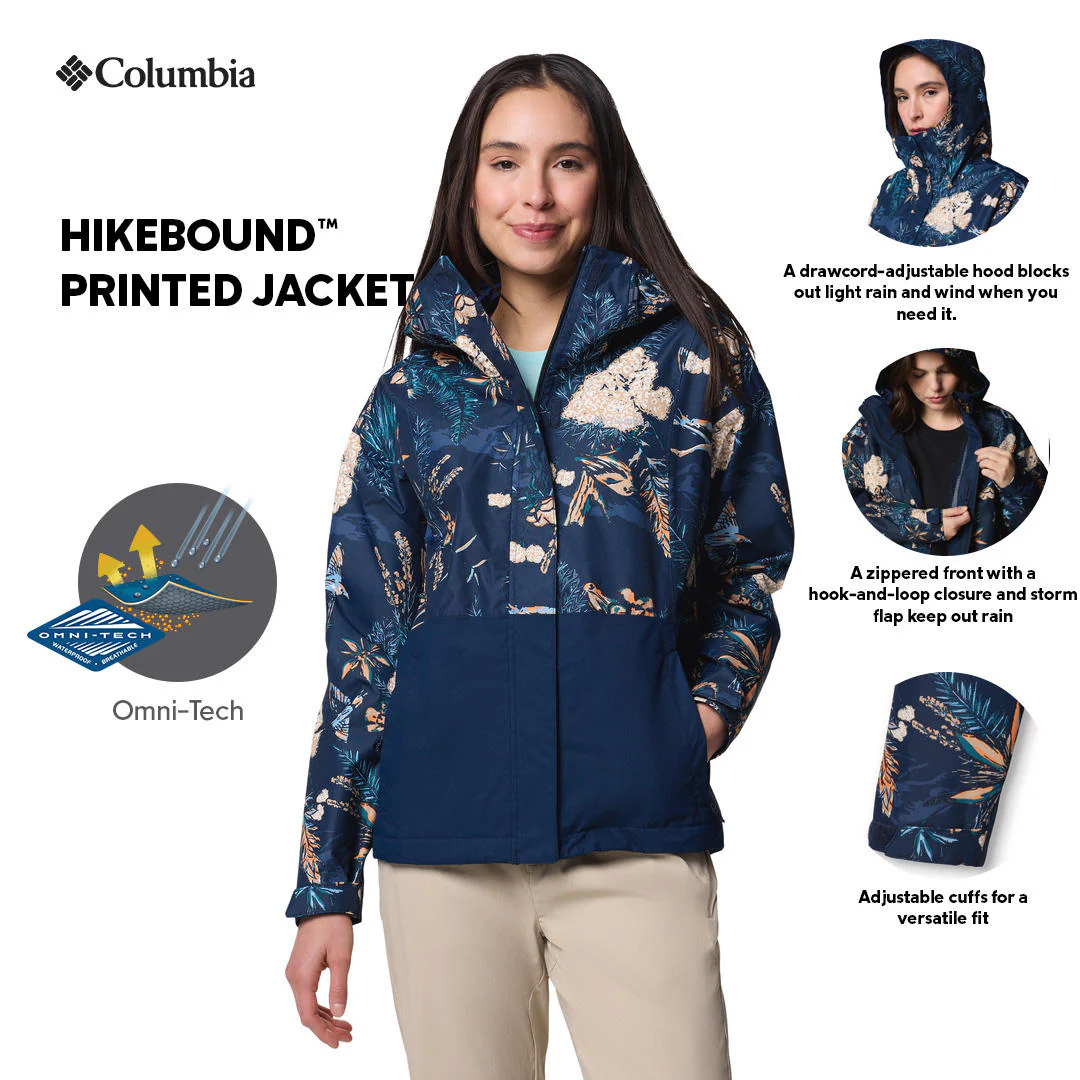 Columbia Women Blue Hikebound Printed Jacket Waterproof - Image 2