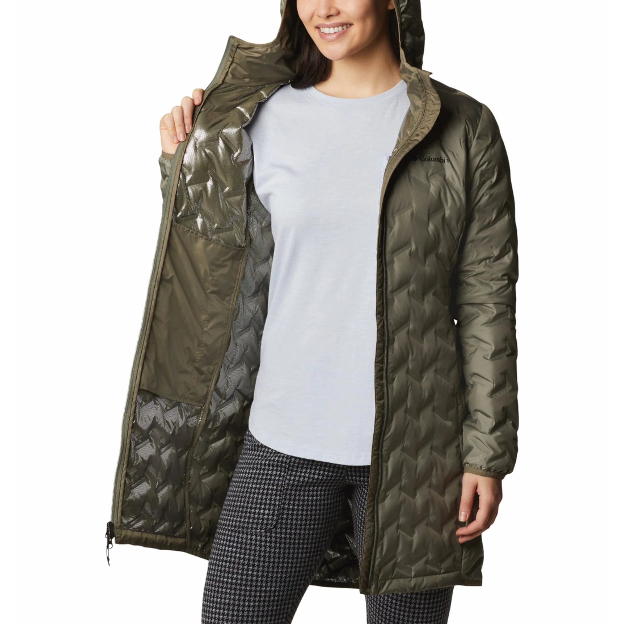 Columbia Women Green Delta Ridge II Long Down Jacket - Image 5