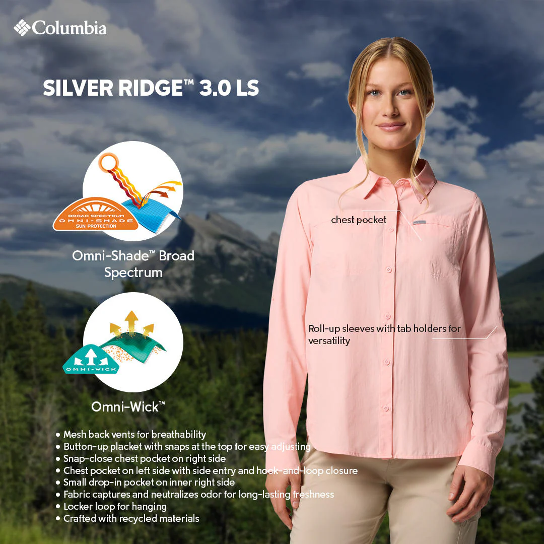 Columbia Women Pink Silver Ridge 3.0 LS (Sun Protection) - Image 2