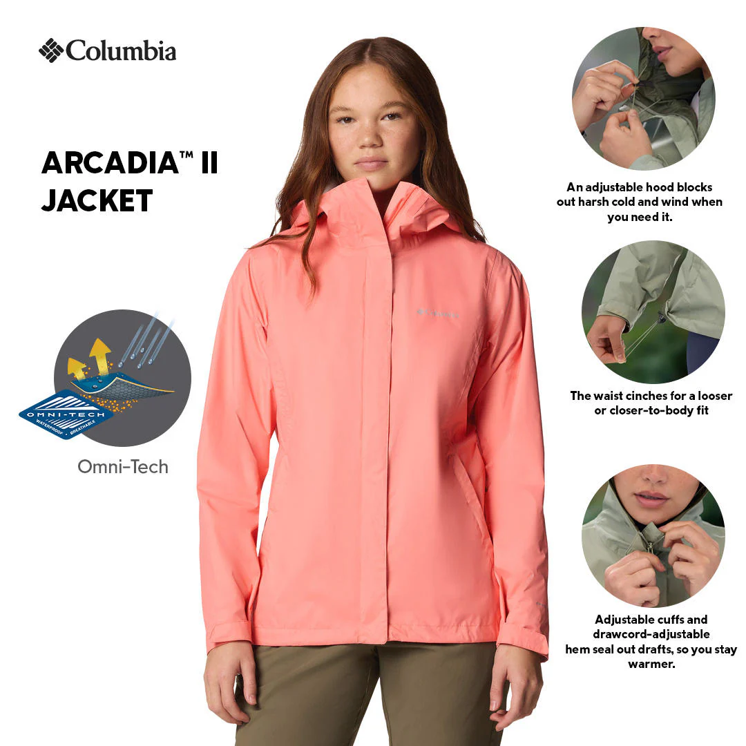 Columbia Women Pink Arcadia II Jacket Waterproof - Image 2