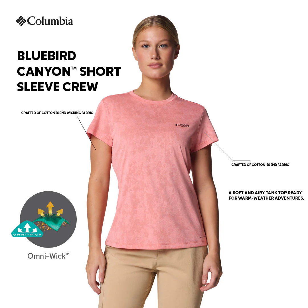 Columbia Women Pink Bluebird Canyon Short Sleeve Crew - Image 2