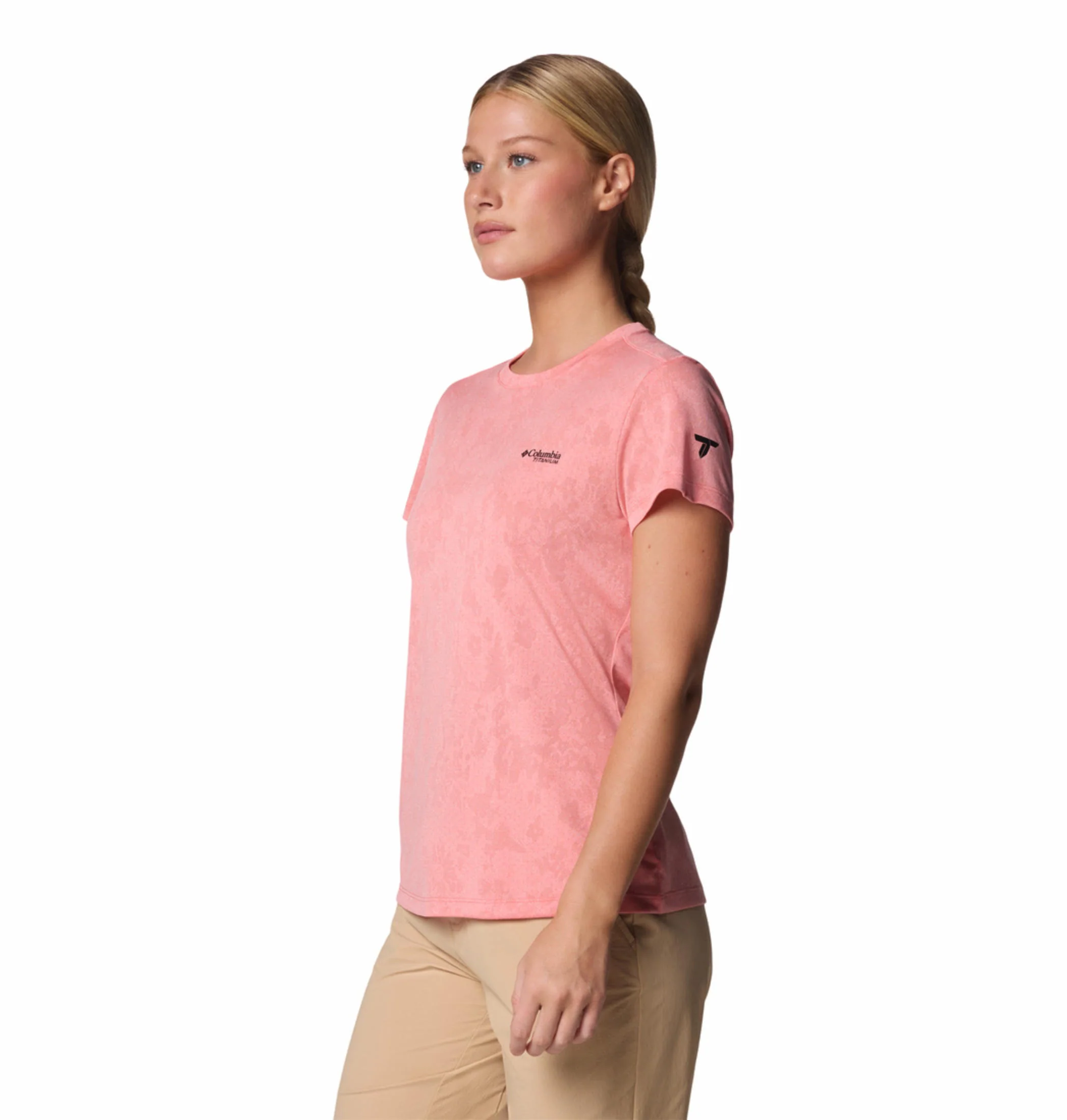Columbia Women Pink Bluebird Canyon Short Sleeve Crew - Image 4