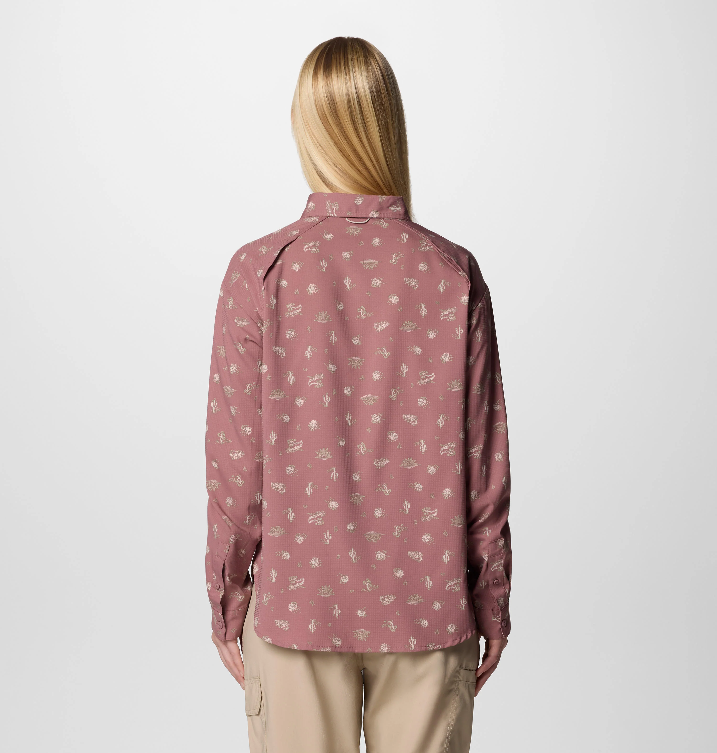 Columbia Women Red Silver Ridge Utility Patterned LS Shirt (Sun Protection) - Image 4