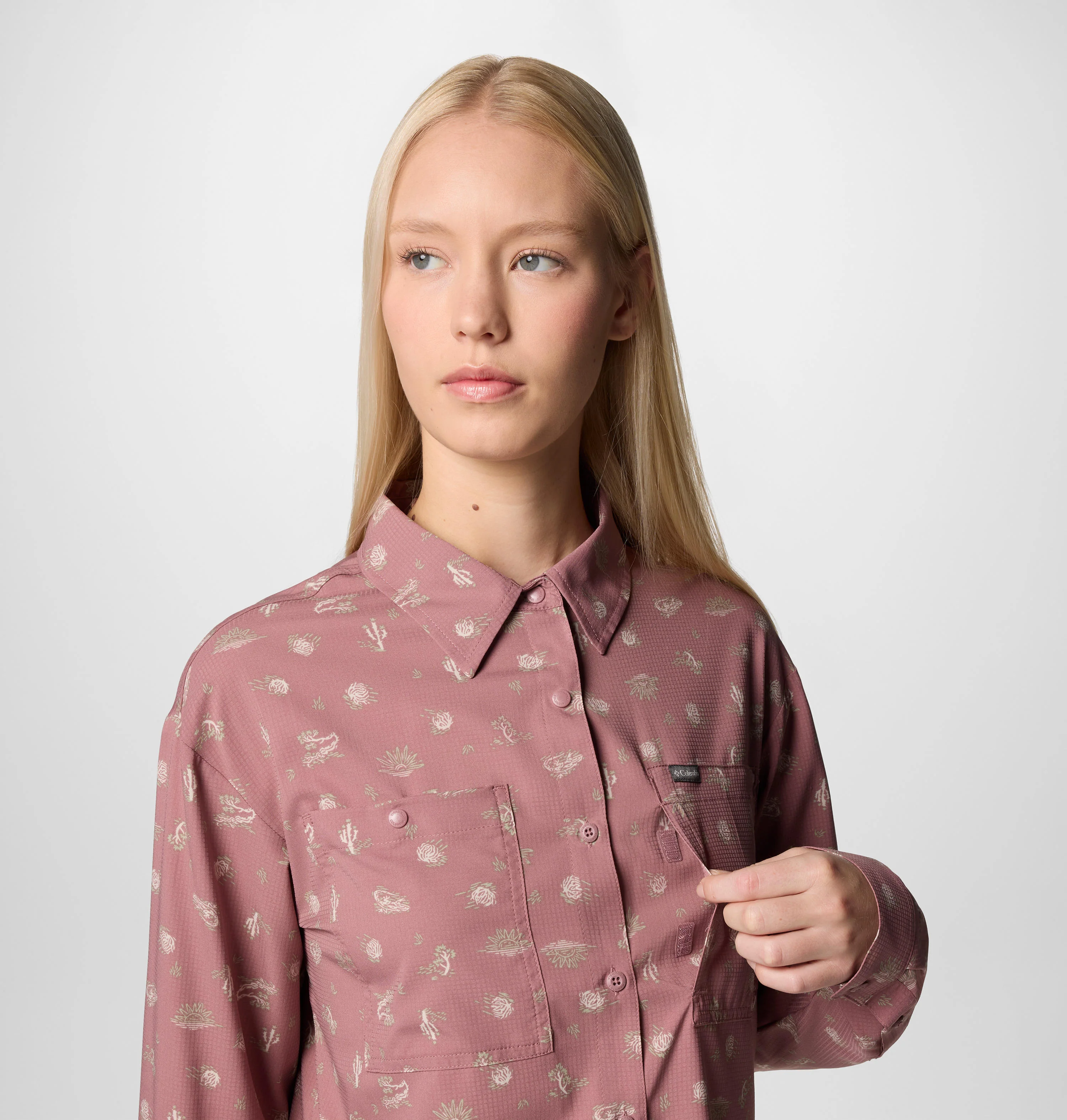 Columbia Women Red Silver Ridge Utility Patterned LS Shirt (Sun Protection) - Image 7