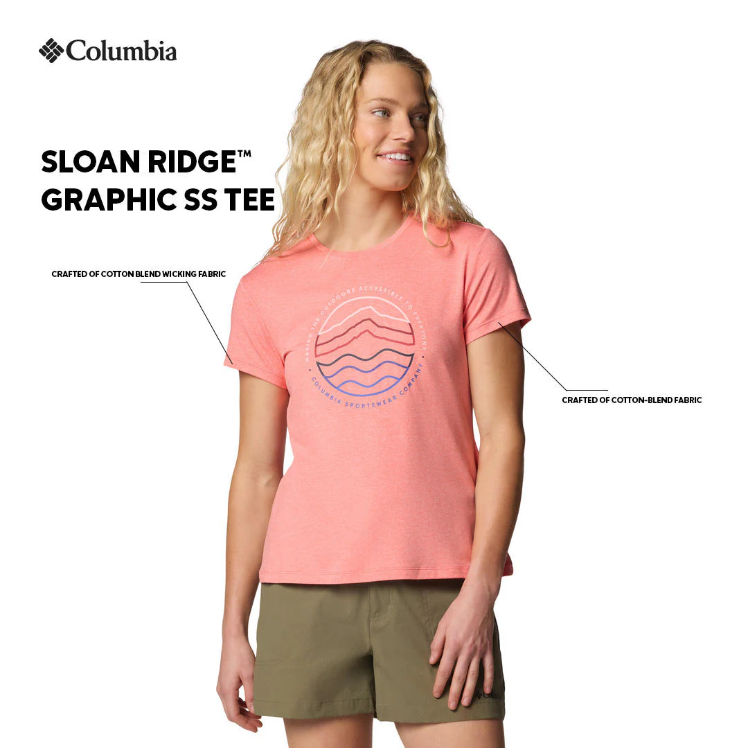 Columbia Women Pink Sloan Ridge Graphic SS Tee - Image 2