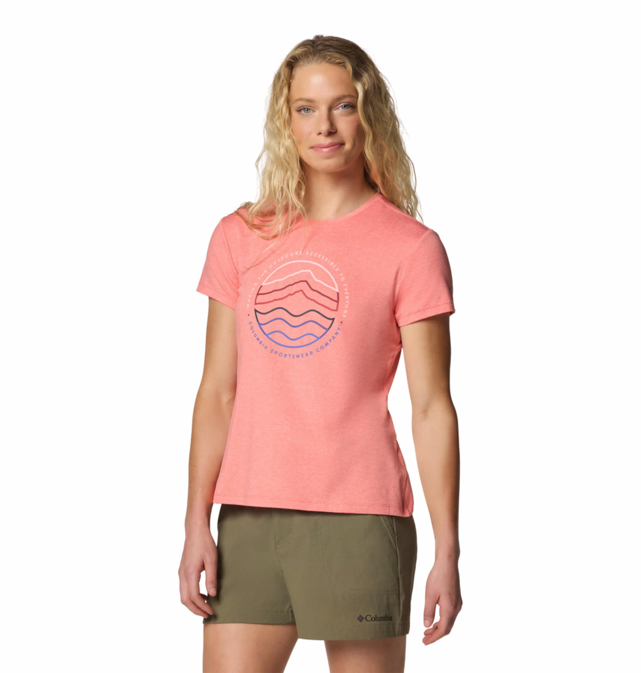 Columbia Women Pink Sloan Ridge Graphic SS Tee - Image 4