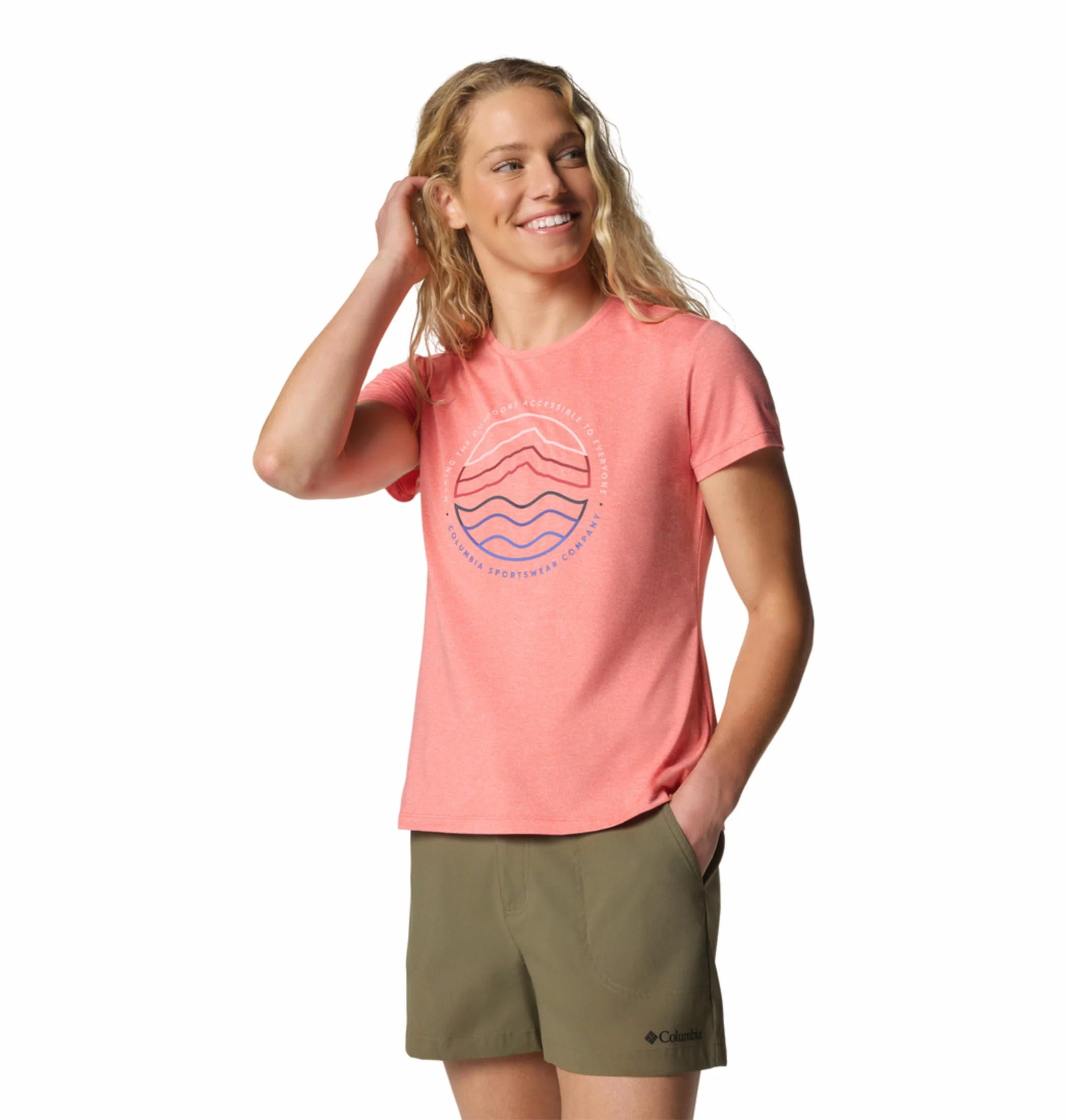 Columbia Women Pink Sloan Ridge Graphic SS Tee - Image 6