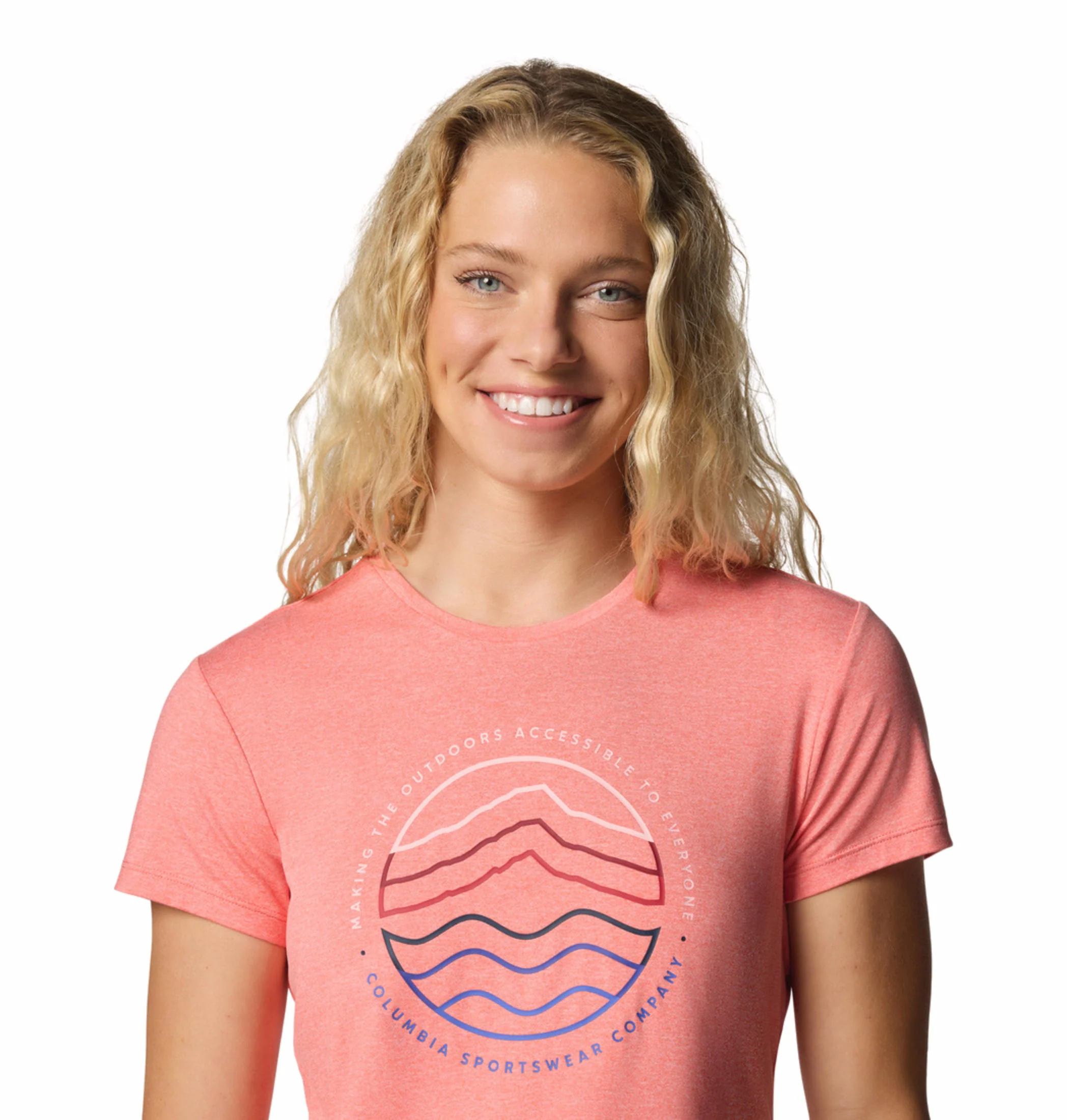 Columbia Women Pink Sloan Ridge Graphic SS Tee - Image 7