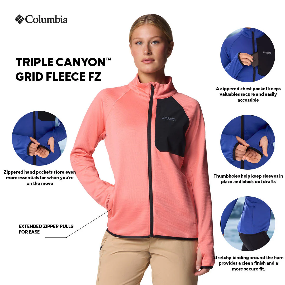 Columbia Women Pink Triple Canyon Grid Fleece FZ - Image 2