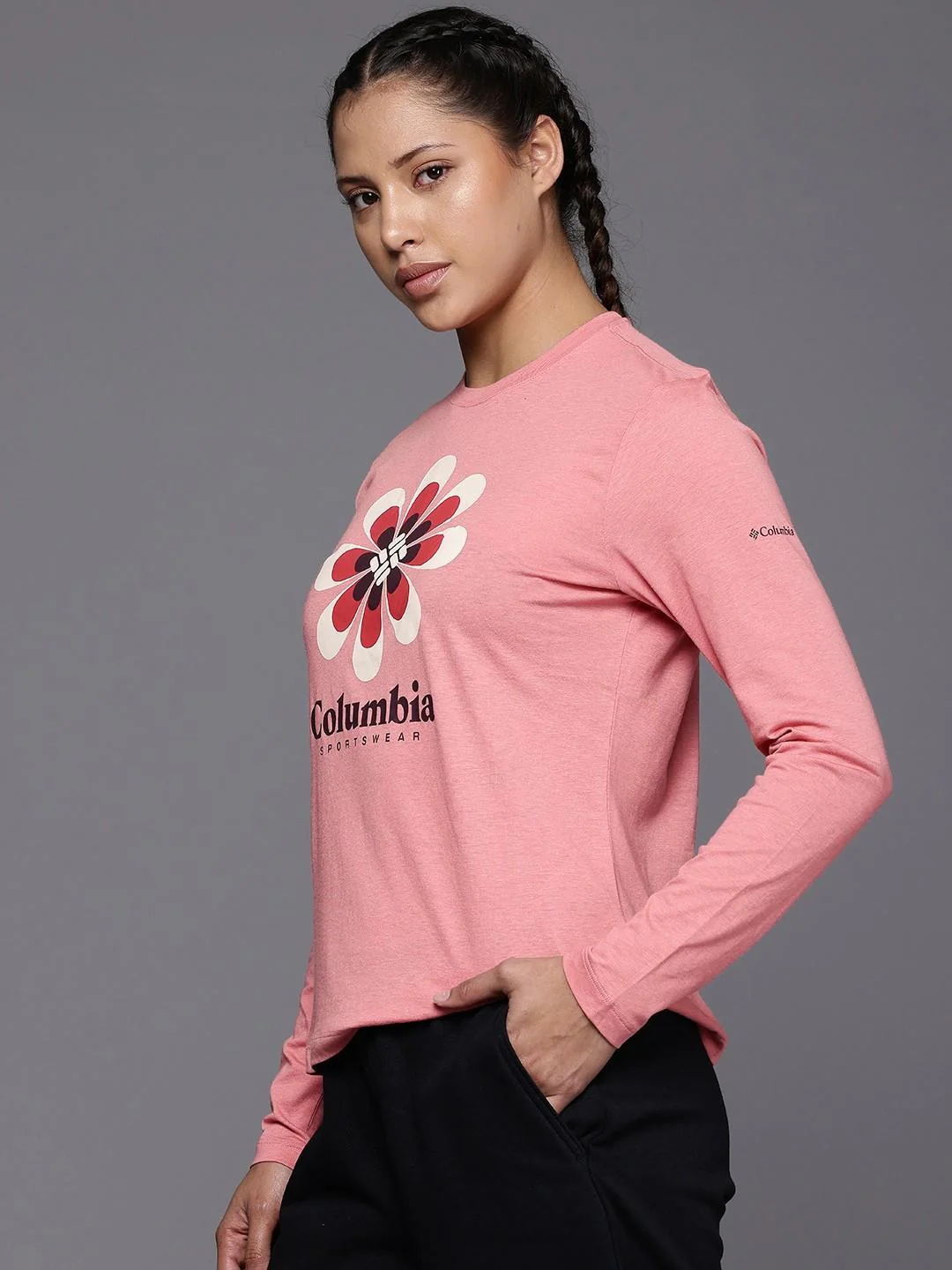Columbia Women Pink Columbia Trek Relaxed LS Tee - Image 3