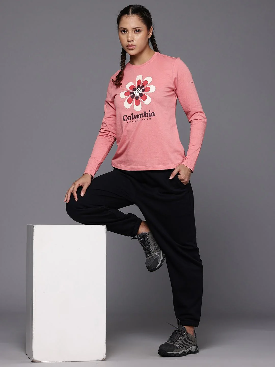 Columbia Women Pink Columbia Trek Relaxed LS Tee - Image 4