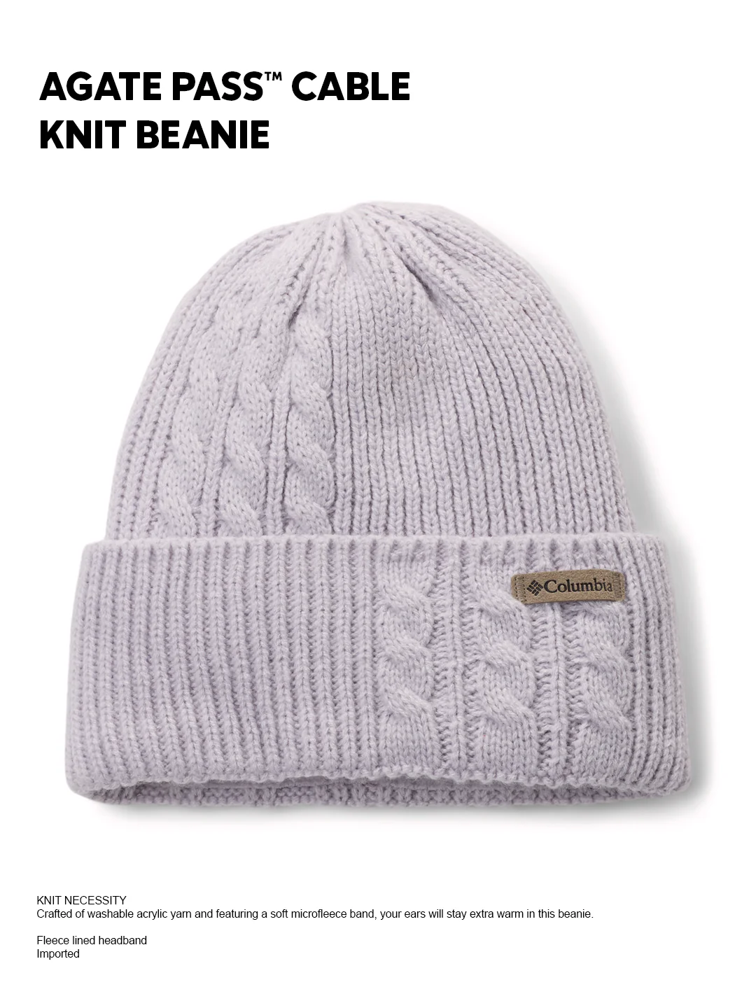 Columbia Womens Purple Agate Pass Cable Knit Beanie - Image 2
