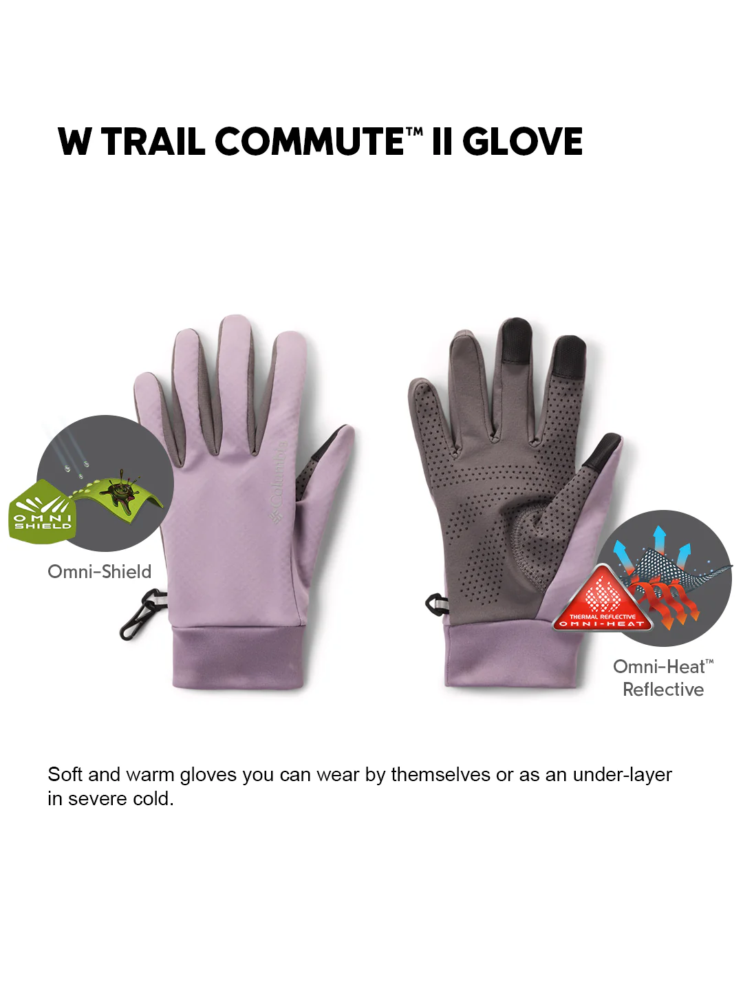 Columbia Womens Purple OmniHeat Infinity W Trail Commute II Gloves - Image 2