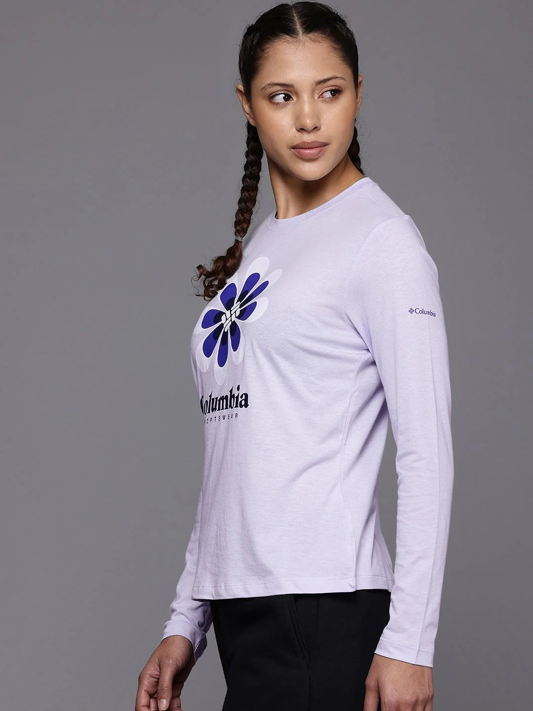 Columbia Women Purple Columbia Trek Relaxed LS Tee - Image 3