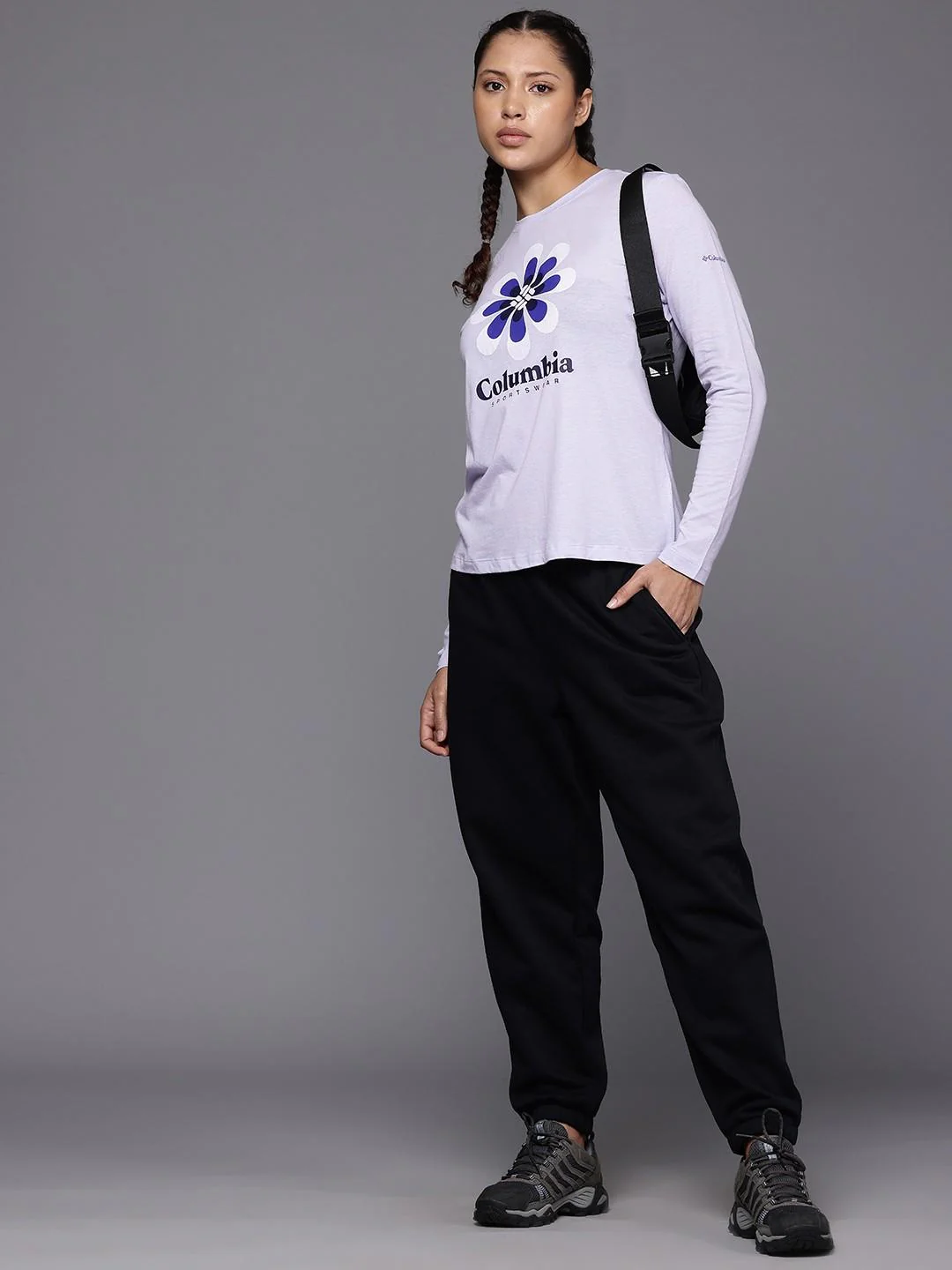 Columbia Women Purple Columbia Trek Relaxed LS Tee - Image 4