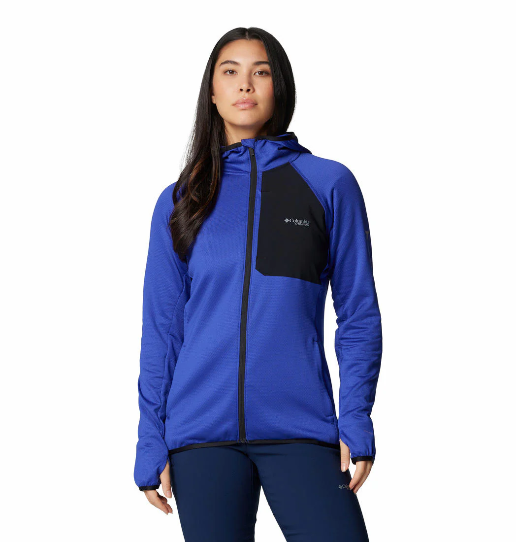 Columbia Women Blue Triple Canyon Grid Fleece Hooded FZ