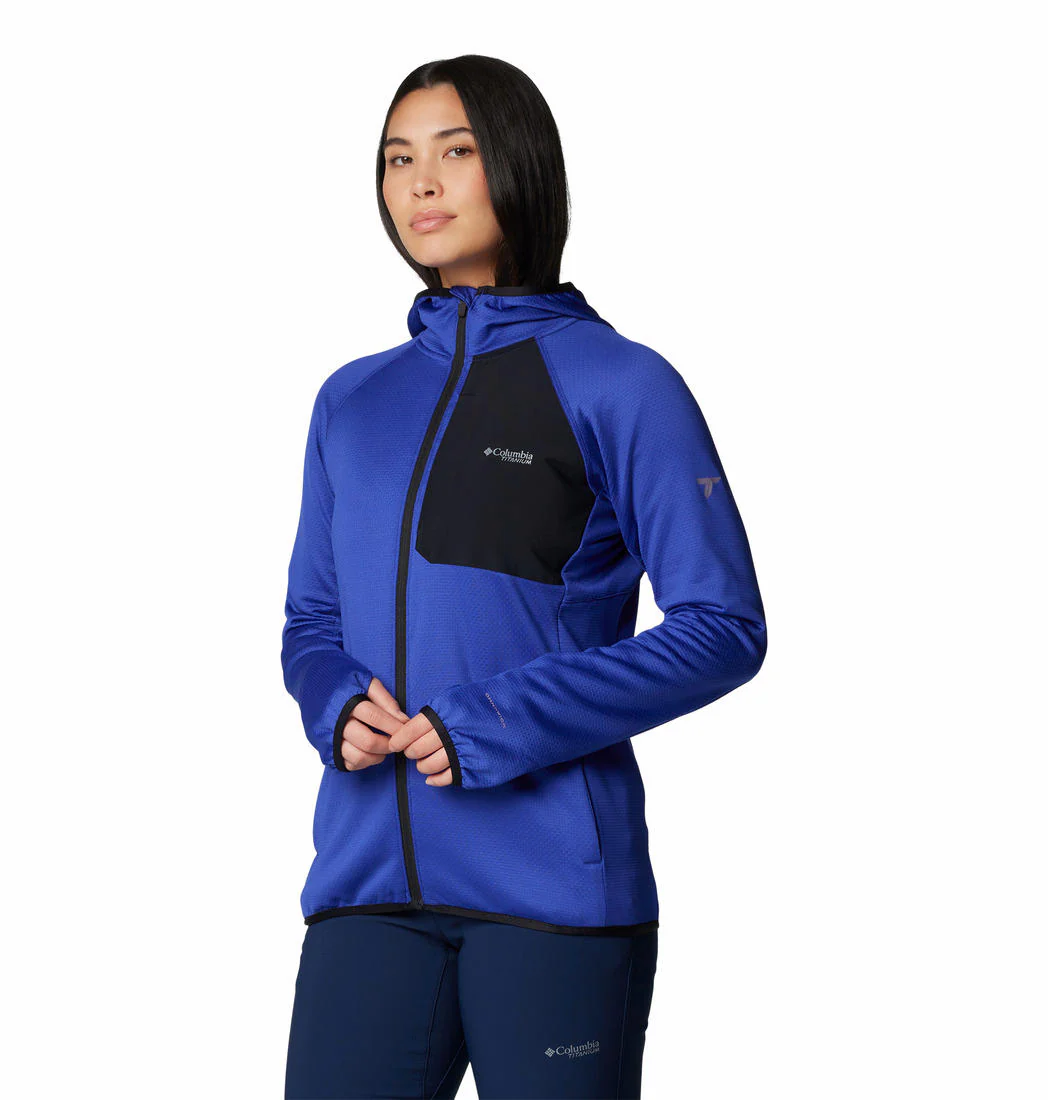 Columbia Women Blue Triple Canyon Grid Fleece Hooded FZ - Image 3