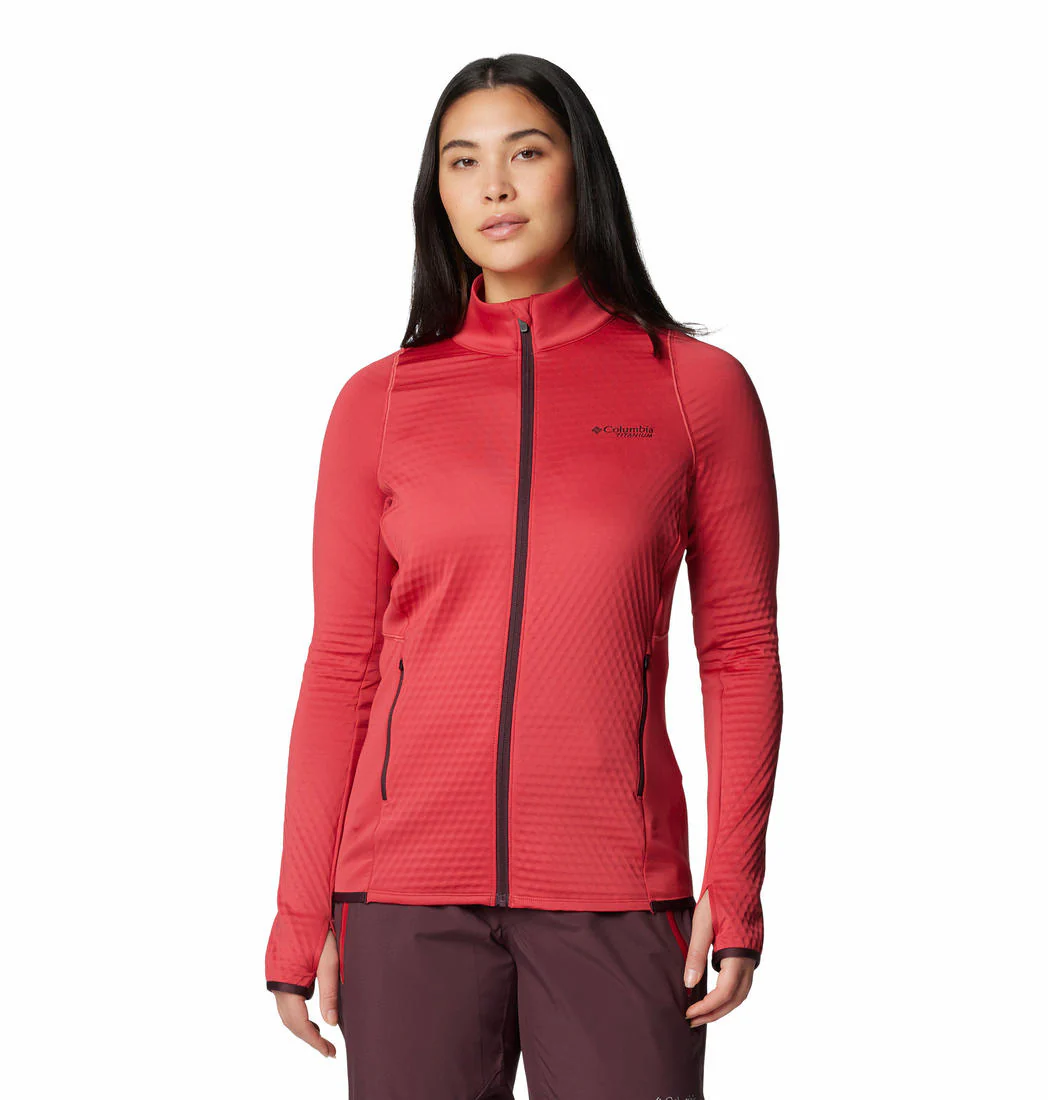 Columbia Women Red Crystal Leaf Omni-Heat Helix FZ