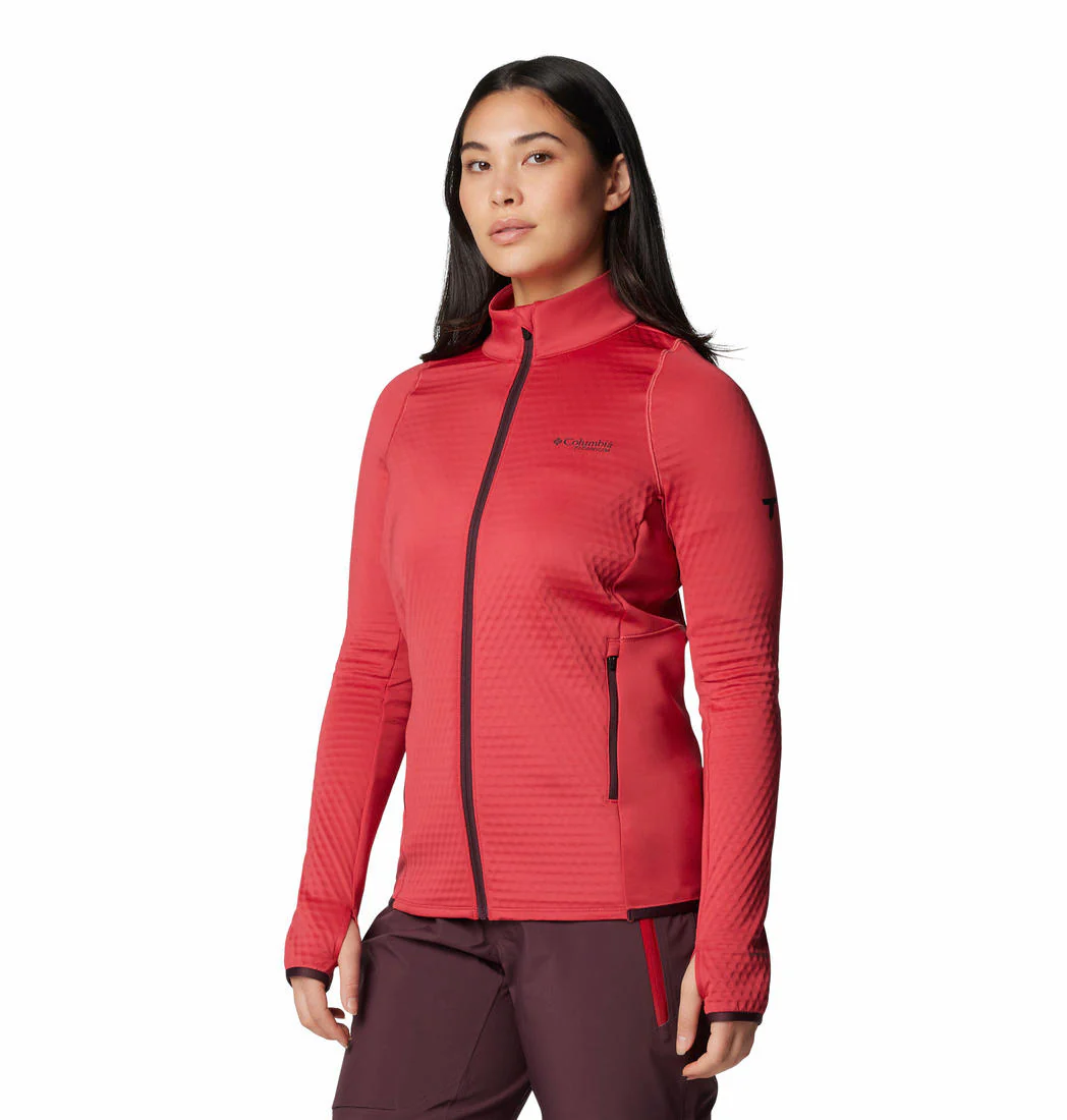 Columbia Women Red Crystal Leaf Omni-Heat Helix FZ - Image 3