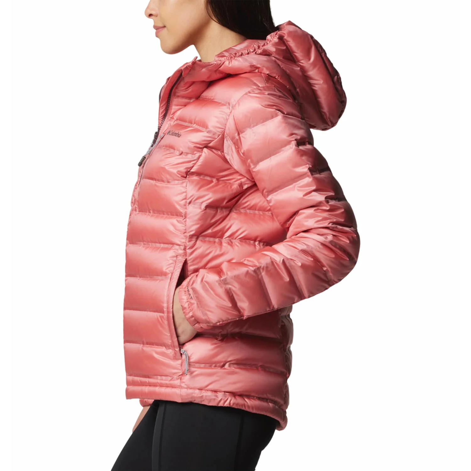 Columbia Women Pink Pebble Peak II Down Hooded Jacket - Image 3