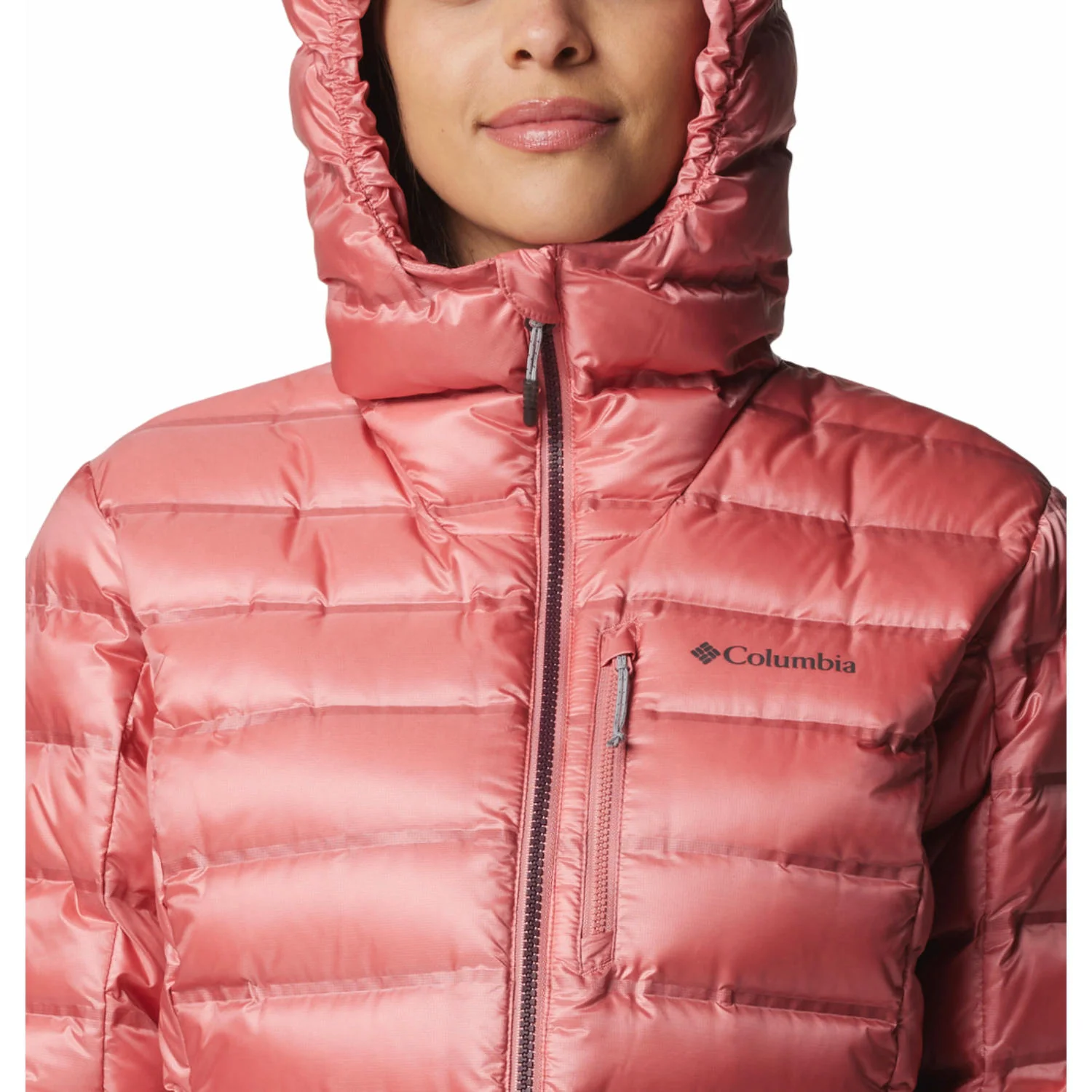 Columbia Women Pink Pebble Peak II Down Hooded Jacket - Image 5