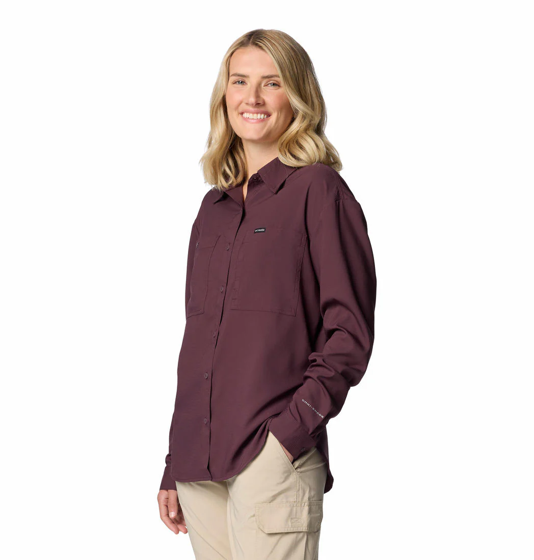 Columbia Women Red Silver Ridge Utility LS Shirt (Sun Protection) - Image 3