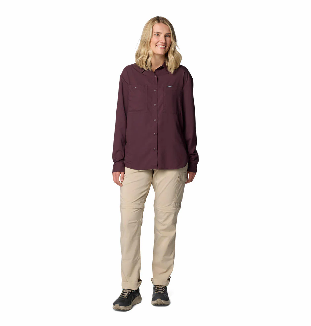 Columbia Women Red Silver Ridge Utility LS Shirt (Sun Protection) - Image 4