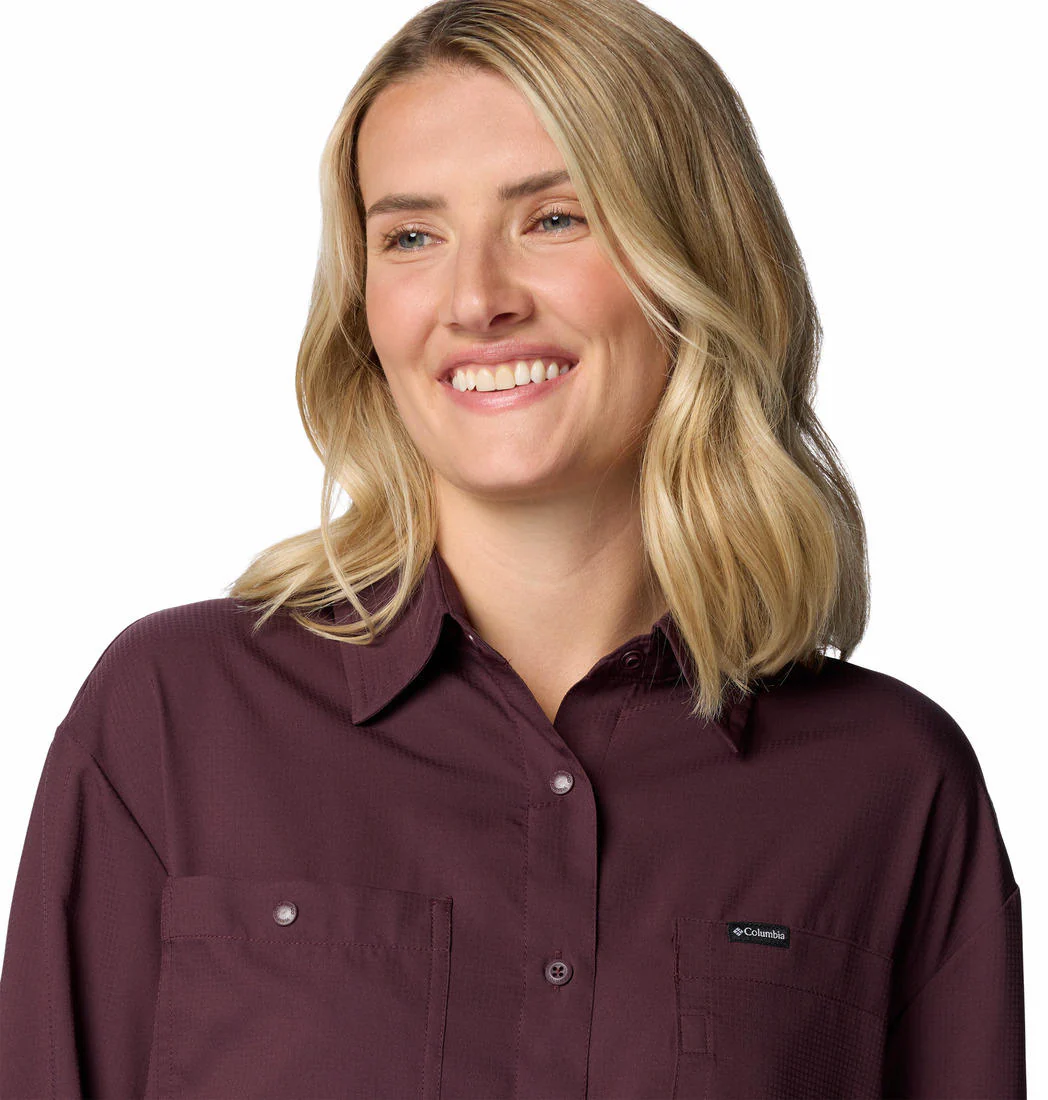Columbia Women Red Silver Ridge Utility LS Shirt (Sun Protection) - Image 5
