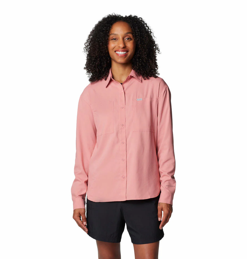 Columbia Women Pink Silver Ridge Utility LS Shirt (Sun Protection)