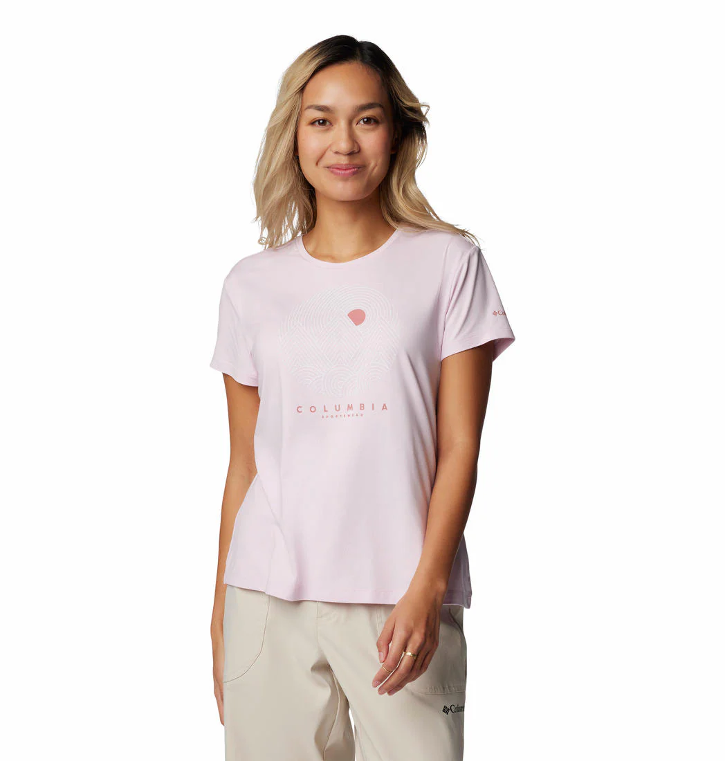 Columbia Women Red Sloan Ridge Graphic SS Tee