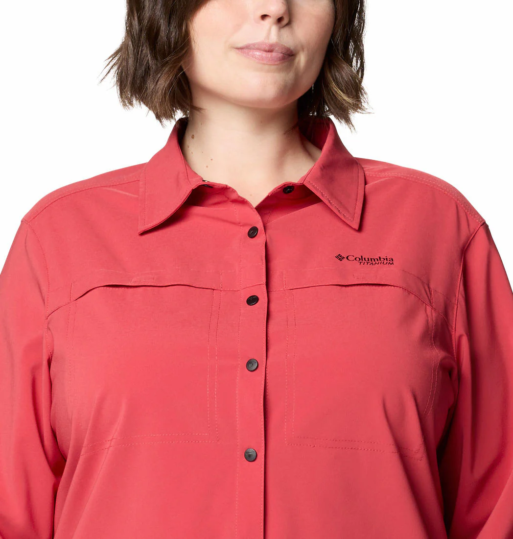 Columbia Women Red Summit Valley Woven Long Sleeve Shirt (Sun Protection) - Image 4
