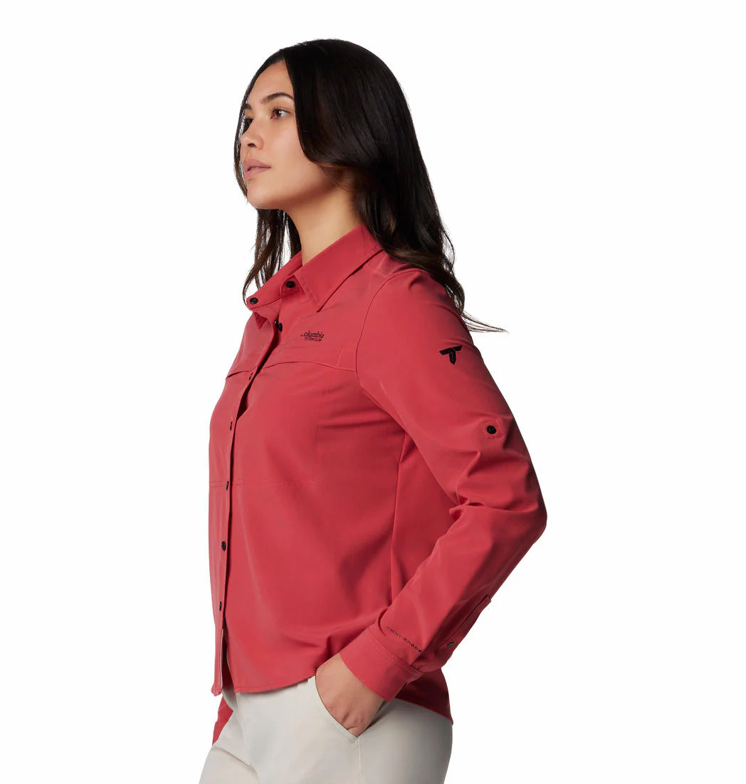 Columbia Women Red Summit Valley Woven Long Sleeve Shirt (Sun Protection) - Image 3